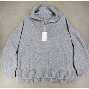 Haven Well Within 100% Cashmere Quarter Zip Long Sleeve Knit Sweater Sz XXL Gray